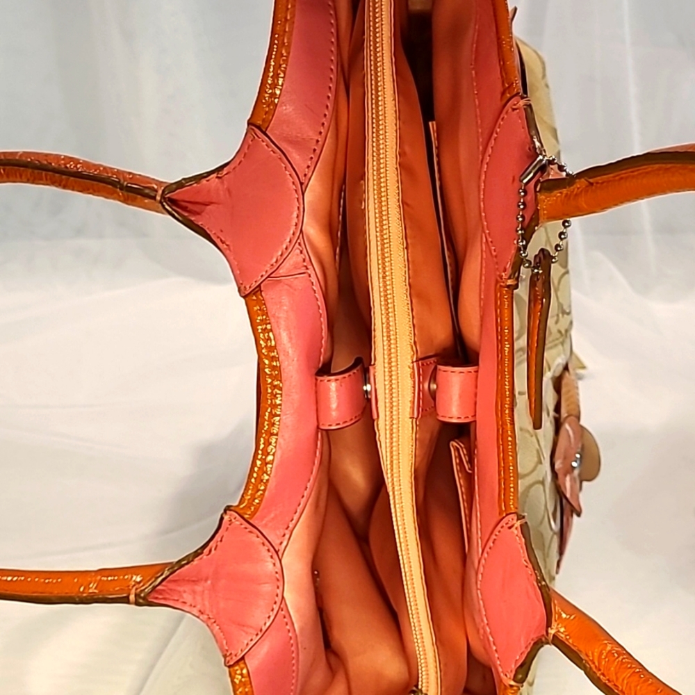Coach Beige and Orange Floral Tote - Picture 9 of 10